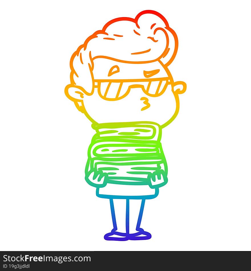 rainbow gradient line drawing cartoon cool guy