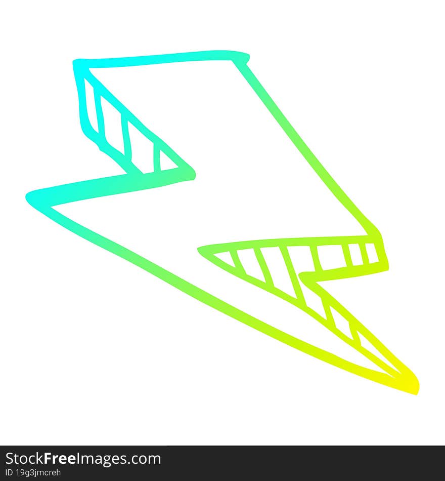 cold gradient line drawing cartoon lightening bolt