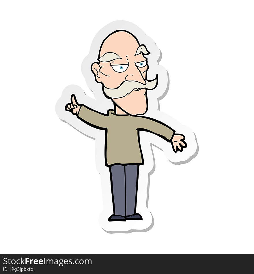 Sticker Of A Cartoon Old Man Telling Story