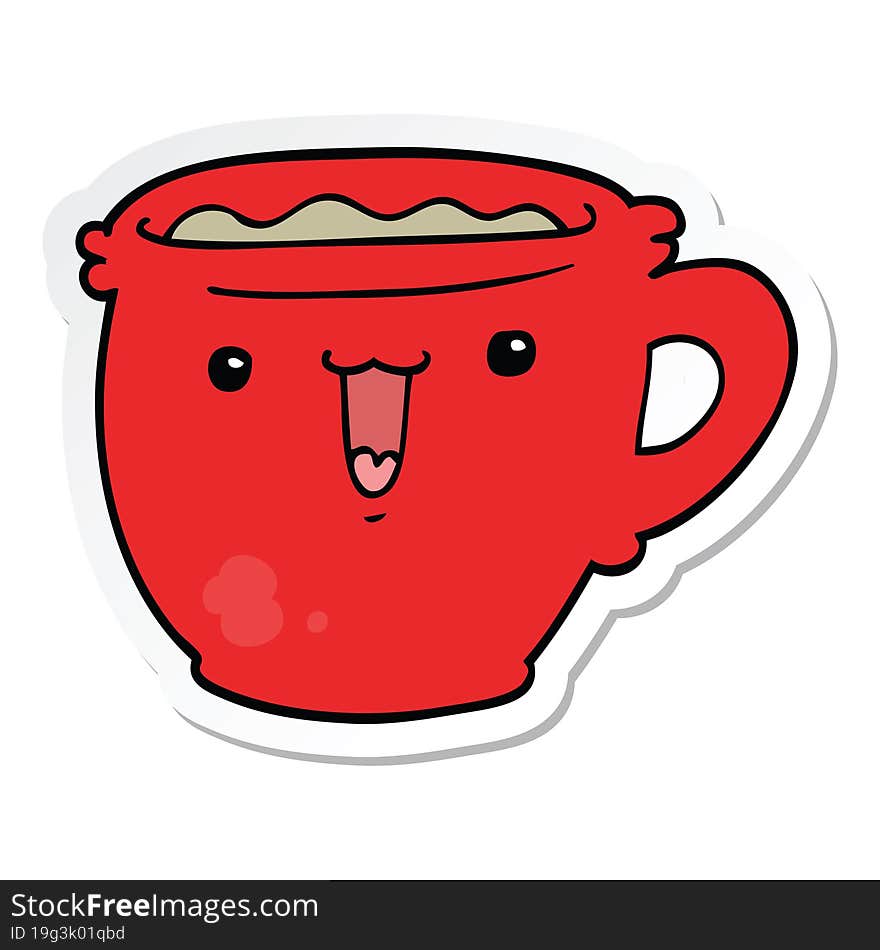 sticker of a cute cartoon coffee cup