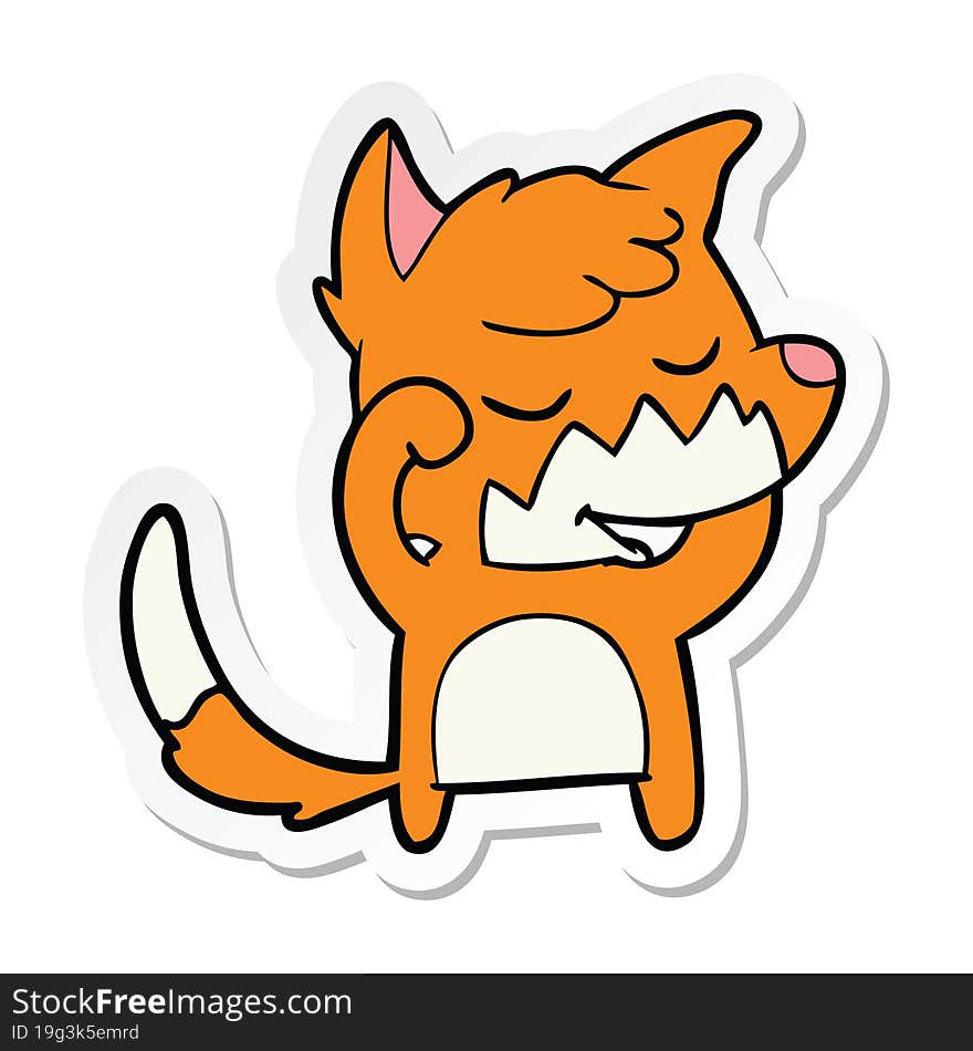 sticker of a friendly cartoon fox waking up