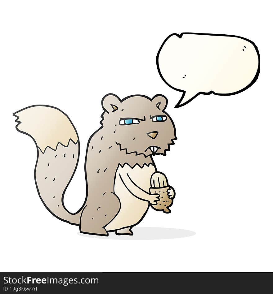 Speech Bubble Cartoon Angry Squirrel With Nut