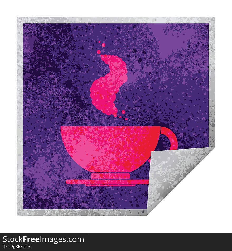 Coffee cup square peeling sticker