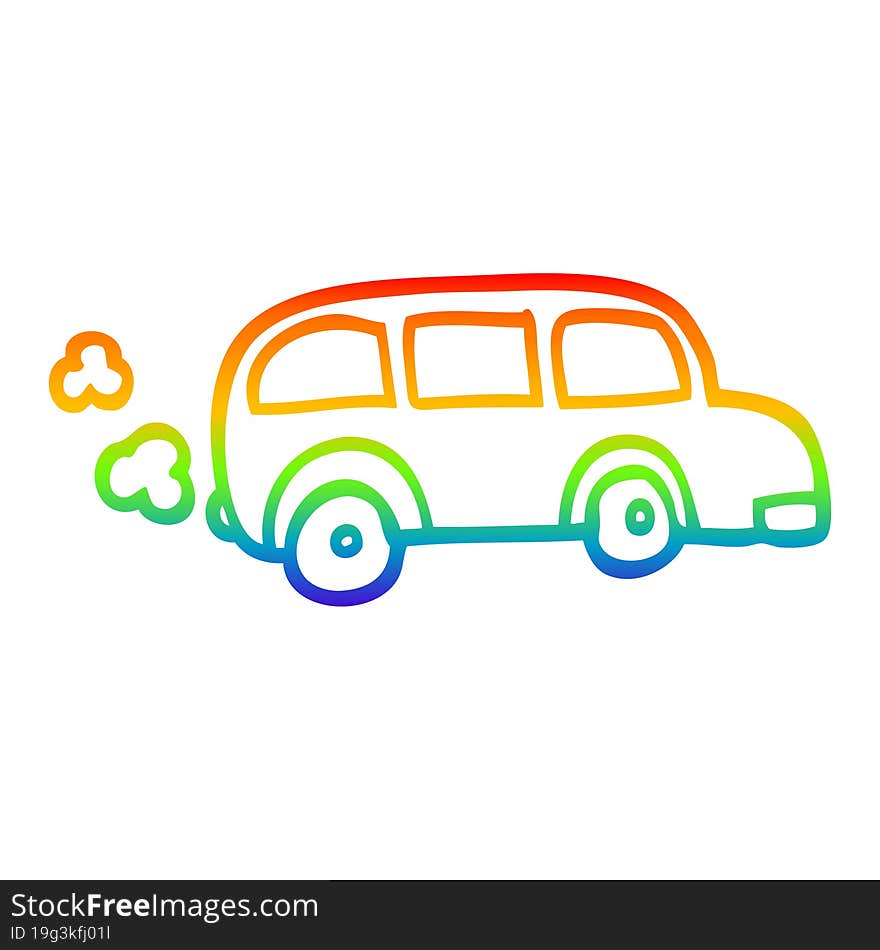 rainbow gradient line drawing child s drawing bus