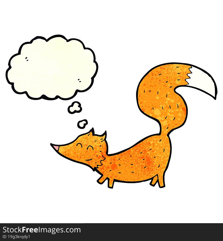 cartoon little fox with thought bubble