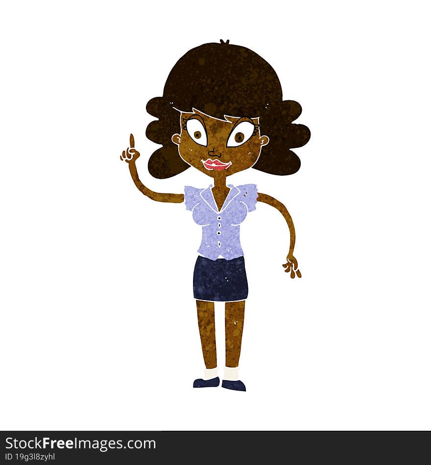 Cartoon Happy Woman With Idea