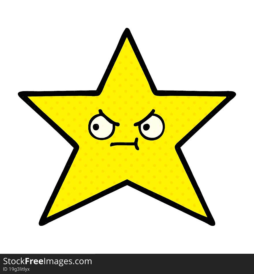 Comic Book Style Cartoon Gold Star