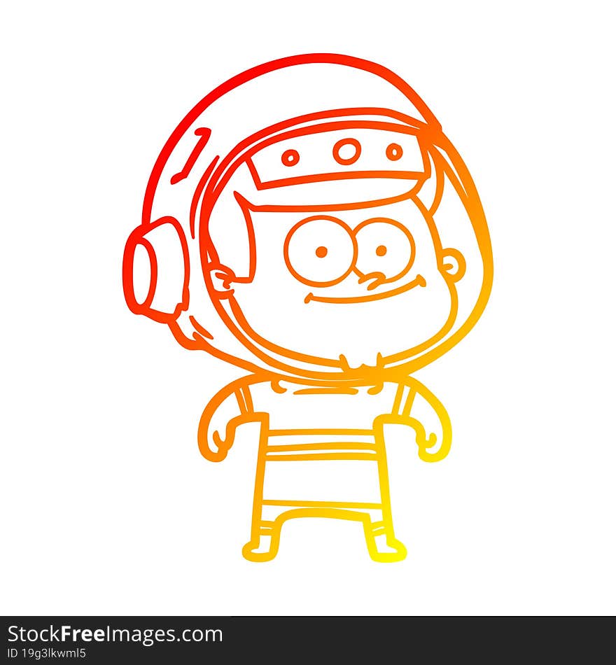 warm gradient line drawing of a happy astronaut cartoon