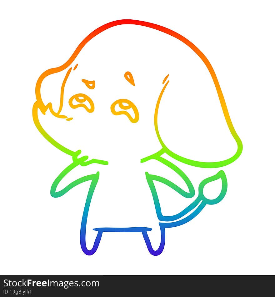 rainbow gradient line drawing cartoon elephant remembering