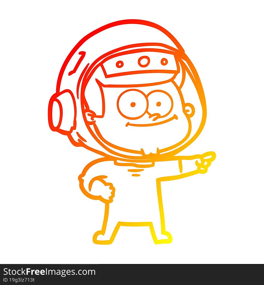 warm gradient line drawing of a happy astronaut cartoon