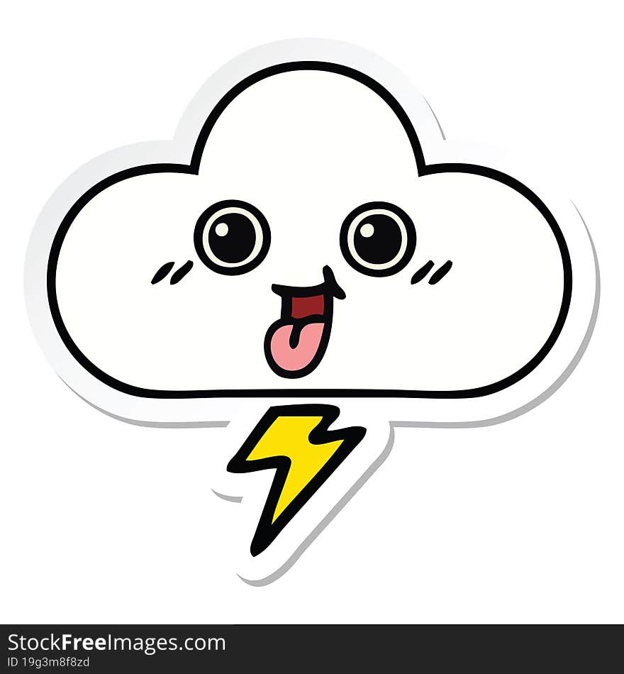 sticker of a cute cartoon storm cloud