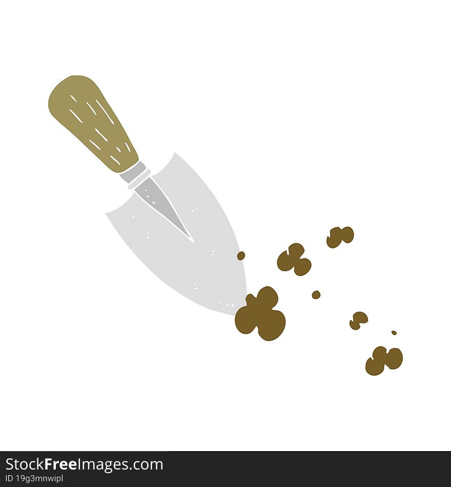 flat color illustration of a cartoon garden trowel