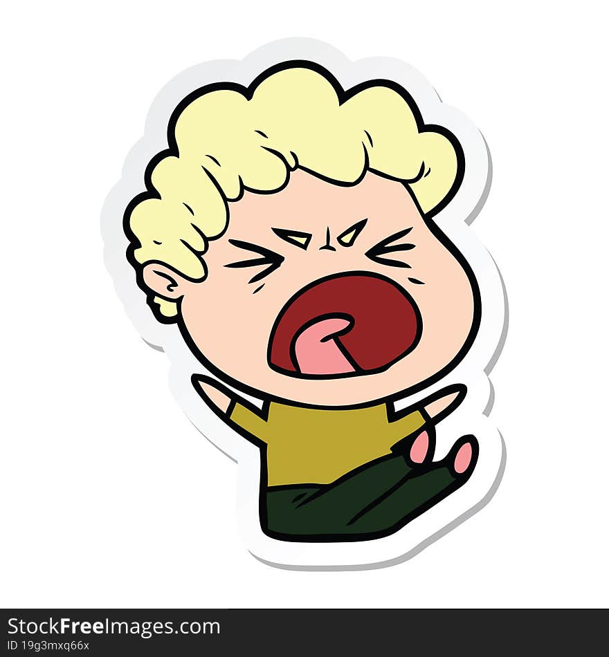 sticker of a cartoon furious man