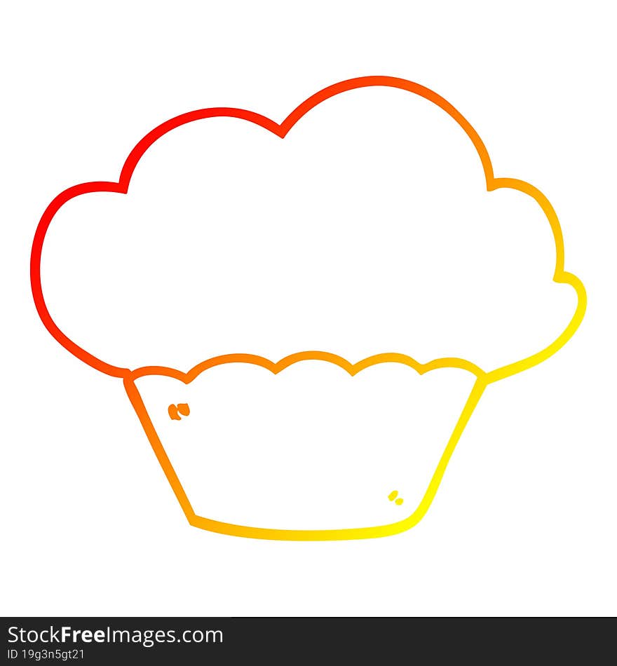 warm gradient line drawing cartoon muffin