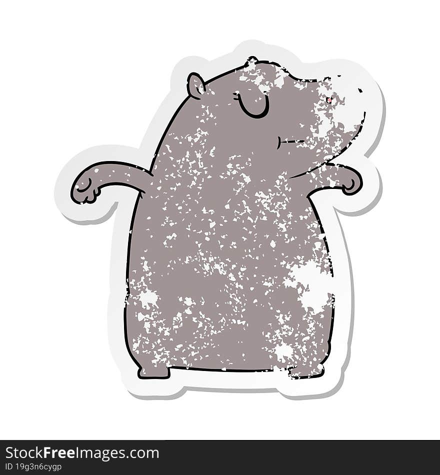 Distressed Sticker Of A Cartoon Hippo