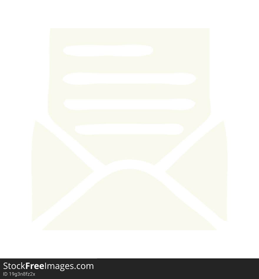 flat color retro cartoon of a letter and envelope