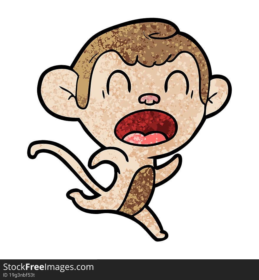 shouting cartoon monkey running. shouting cartoon monkey running