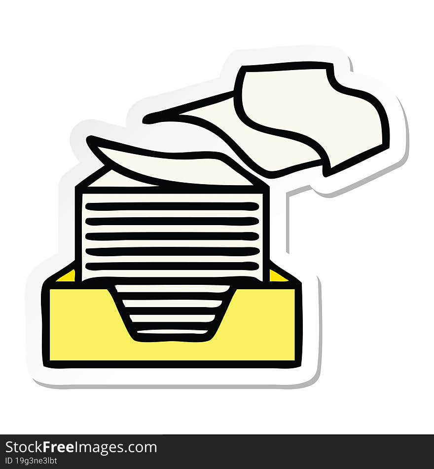 sticker of a cute cartoon stacked papers