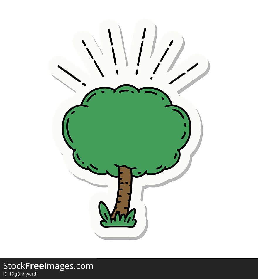 sticker of a tattoo style tree