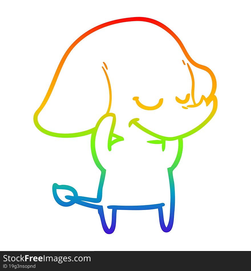 rainbow gradient line drawing cartoon smiling elephant