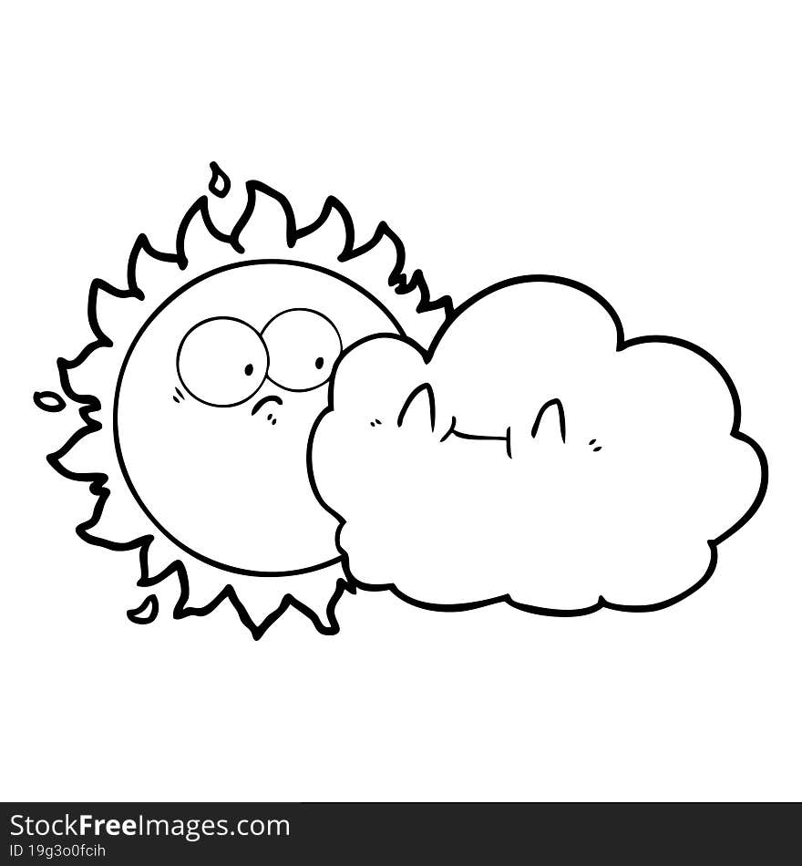 cute cartoon cloud and sun. cute cartoon cloud and sun