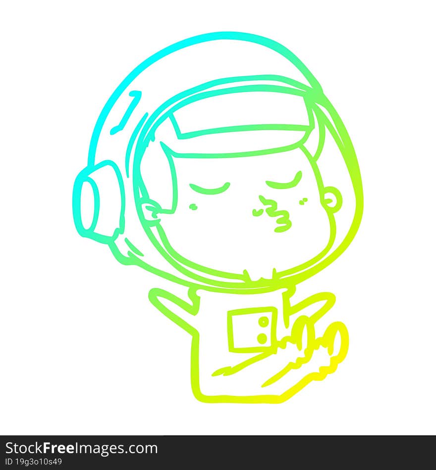 cold gradient line drawing cartoon confident astronaut