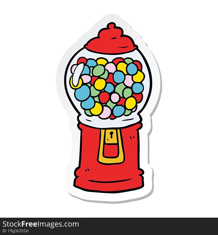 Sticker Of A Cartoon Gumball Machine