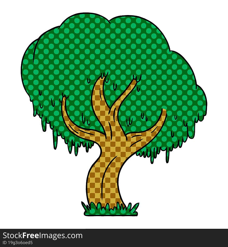 hand drawn cartoon doodle of a green tree