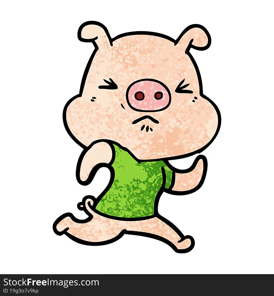 cartoon angry pig wearing tee shirt. cartoon angry pig wearing tee shirt