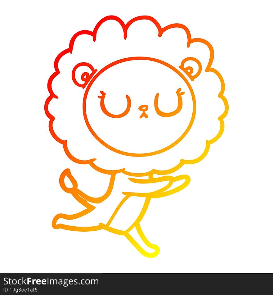 warm gradient line drawing cartoon running lion