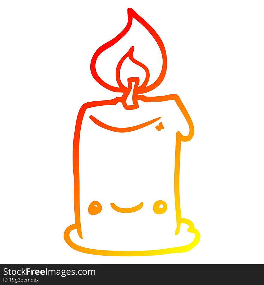 warm gradient line drawing cartoon candle