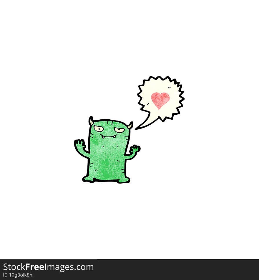 cartoon little monster in love