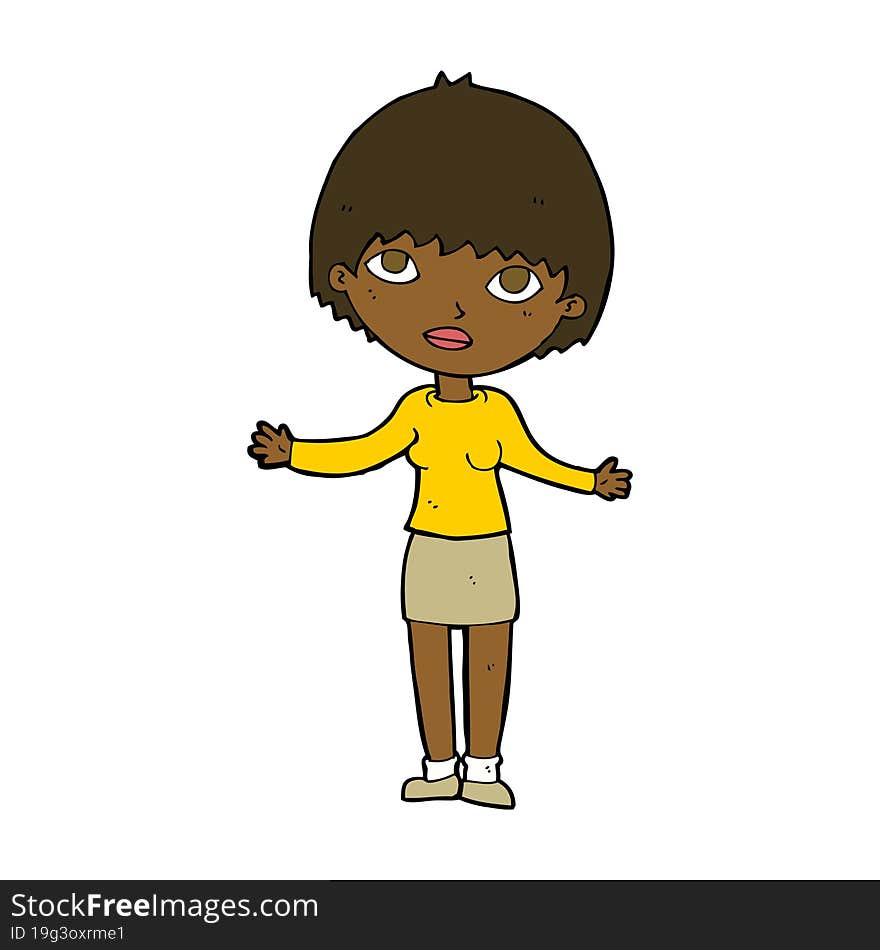 cartoon woman shrugging