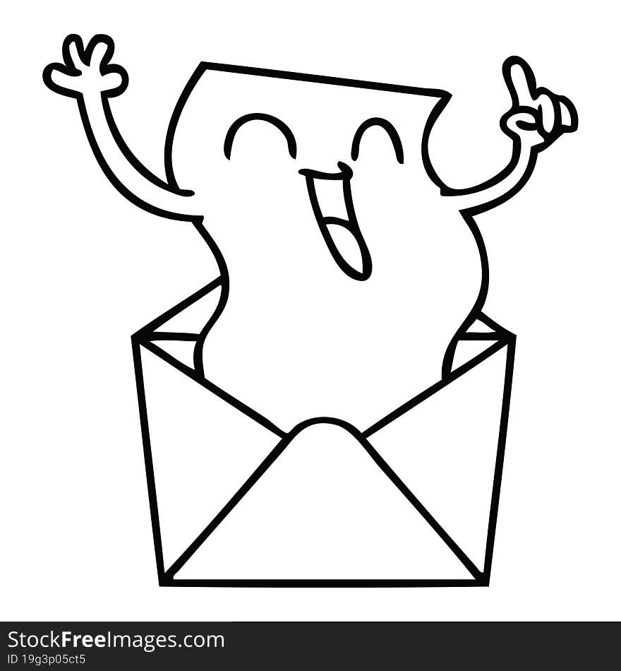 Quirky Line Drawing Cartoon Happy Letter