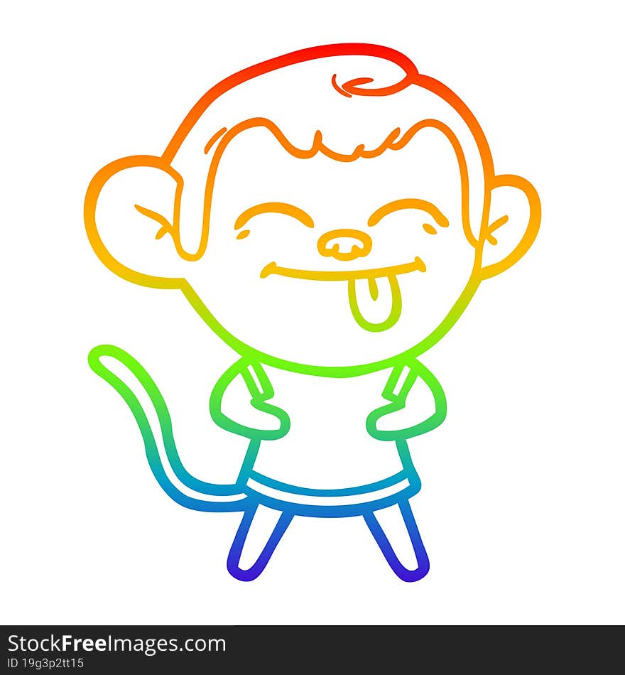 rainbow gradient line drawing funny cartoon monkey