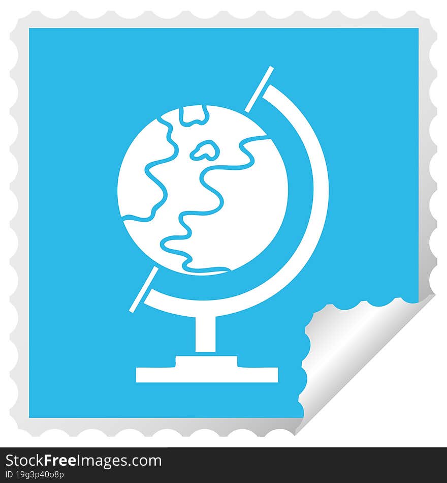 square peeling sticker cartoon world globe