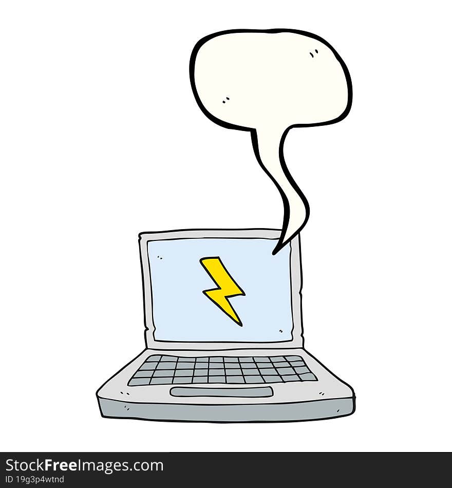 speech bubble cartoon laptop computer