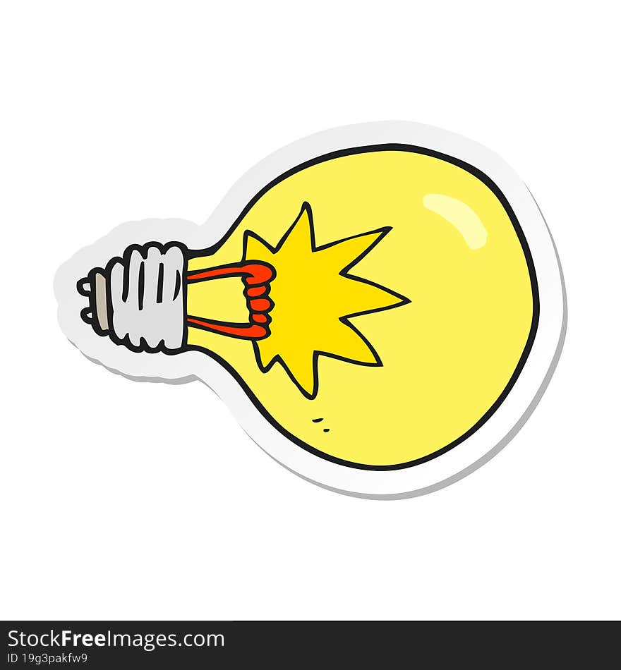 sticker of a cartoon light bulb