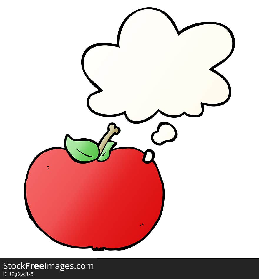 cartoon apple and thought bubble in smooth gradient style