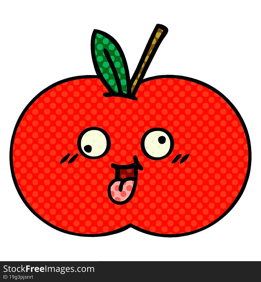 comic book style cartoon red apple