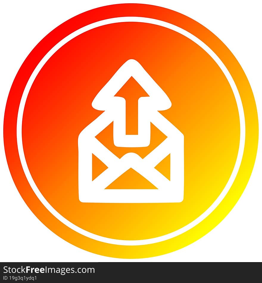 send email circular icon with warm gradient finish. send email circular icon with warm gradient finish