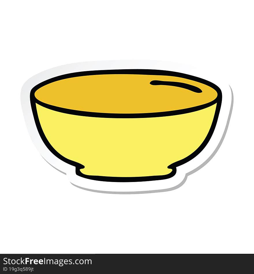 sticker of a quirky hand drawn cartoon bowl