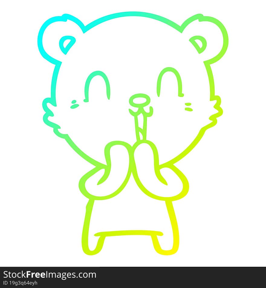 cold gradient line drawing happy cartoon polar bear