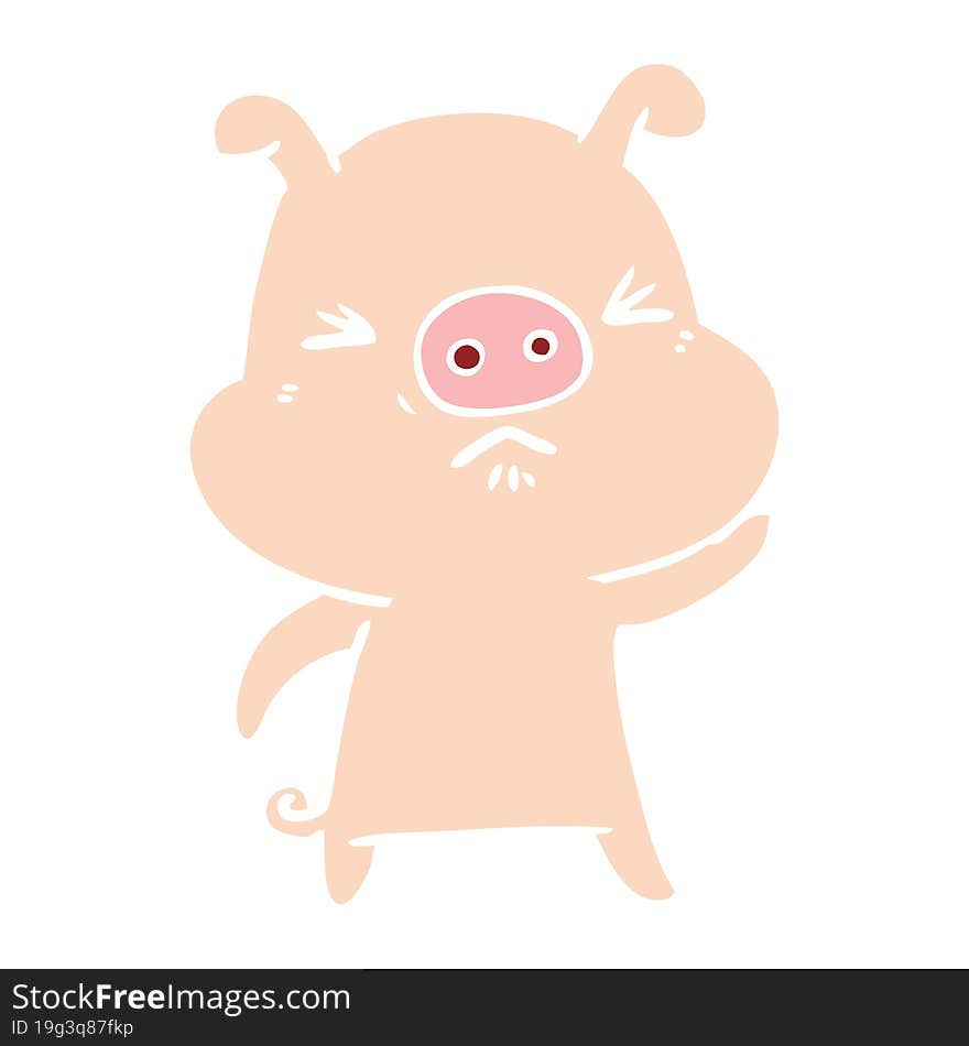 flat color style cartoon grumpy pig