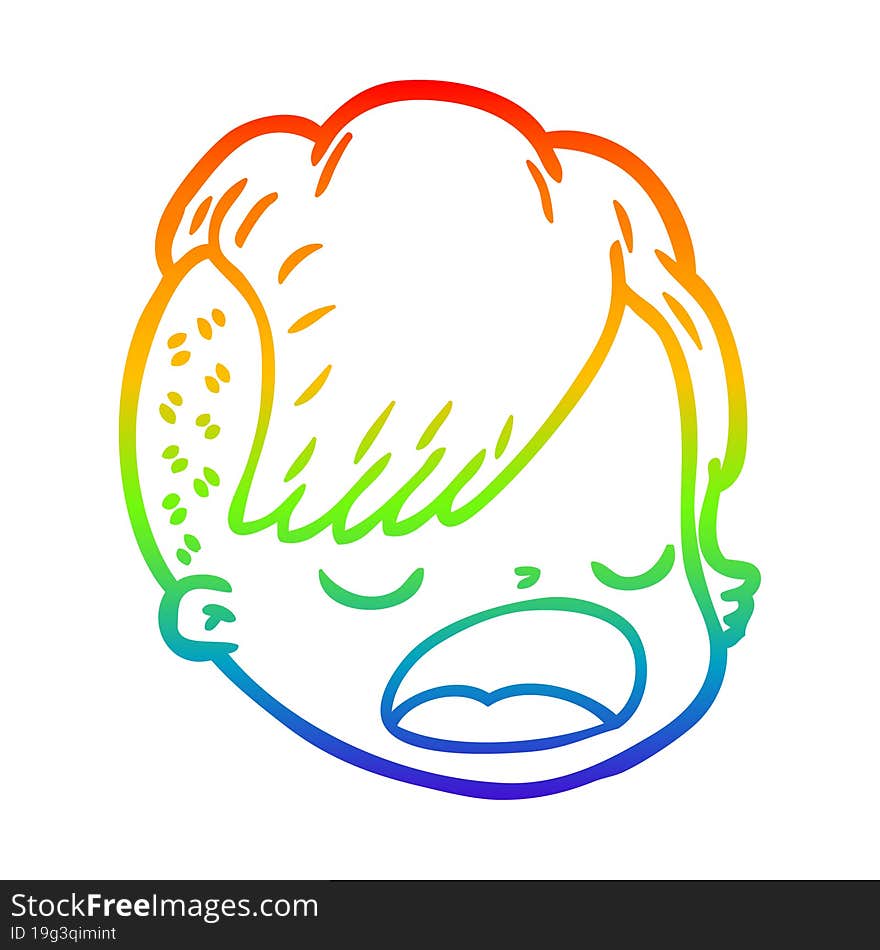 rainbow gradient line drawing cartoon female face