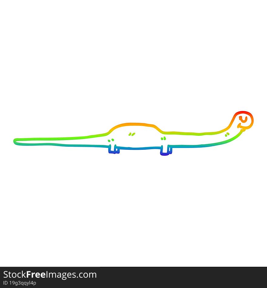 rainbow gradient line drawing cartoon prehistoric dinosaur