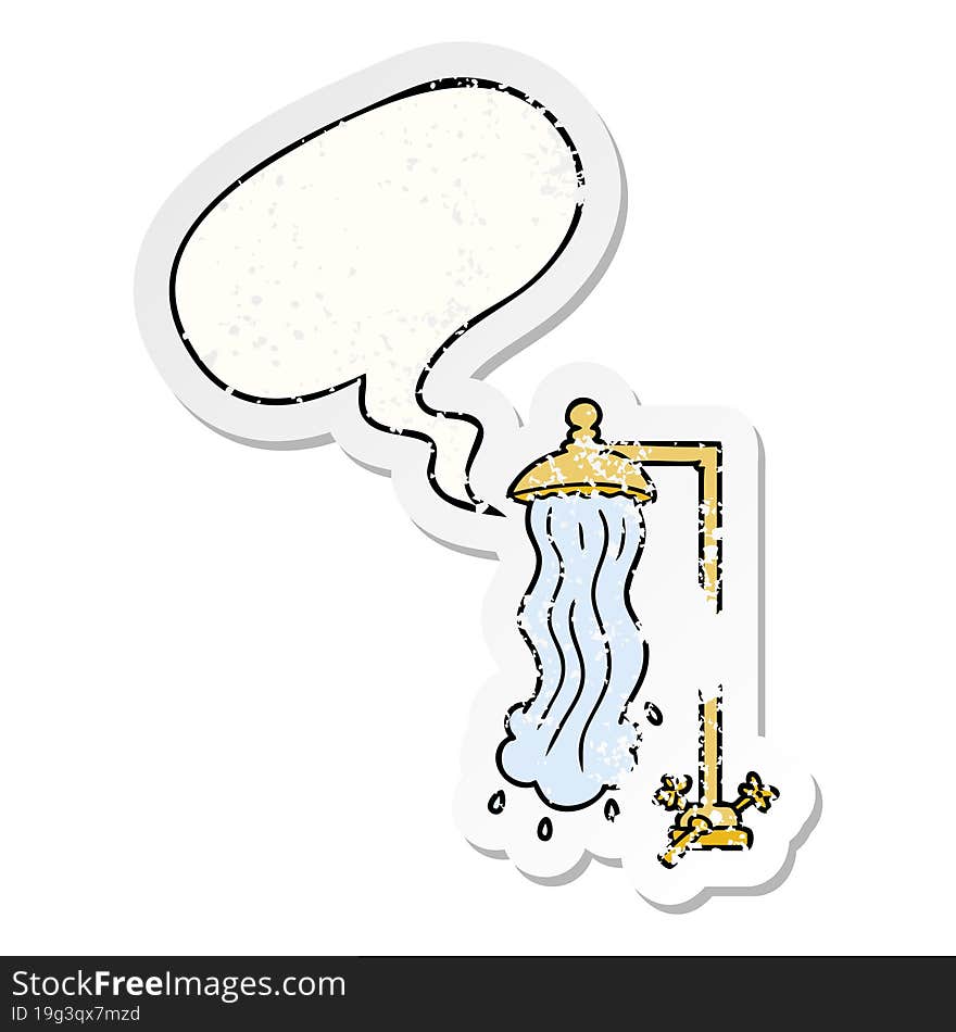 cartoon shower and speech bubble distressed sticker