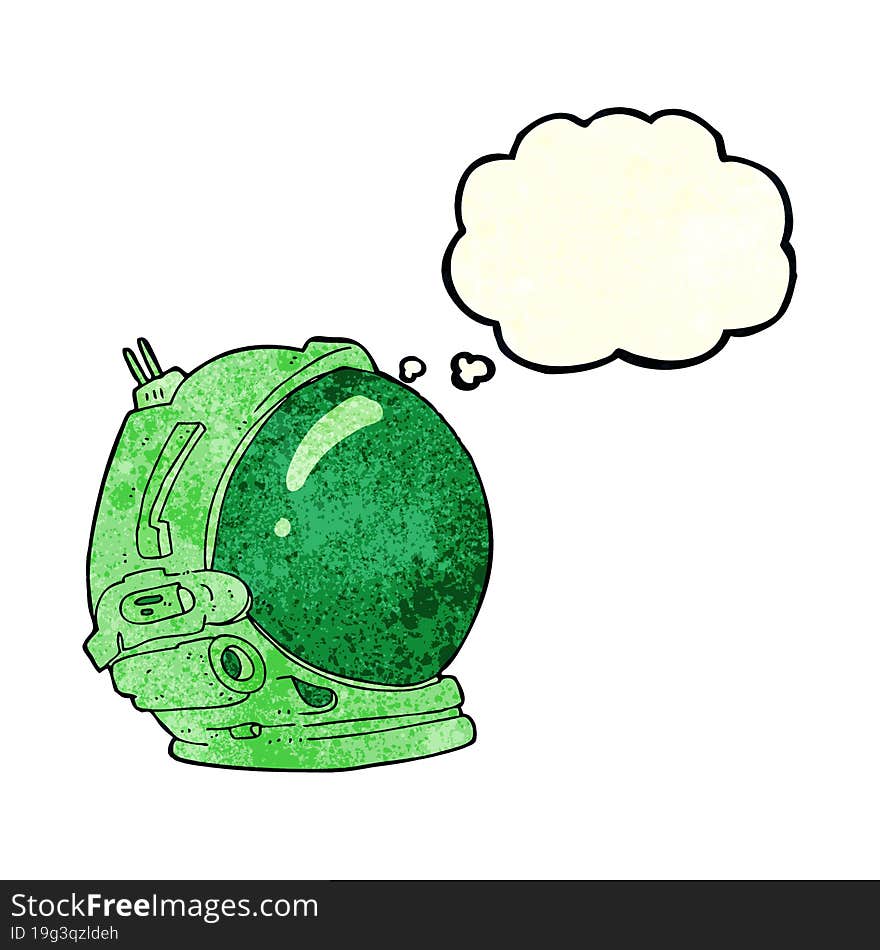 cartoon astronaut helmet with thought bubble