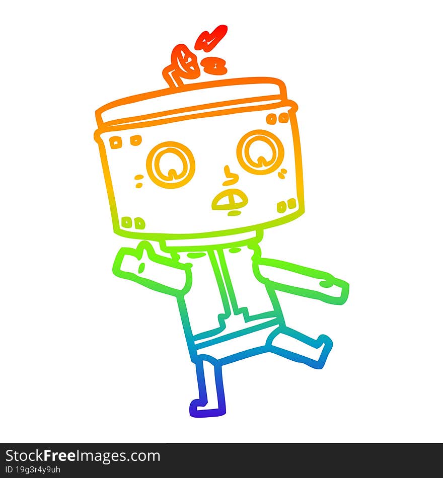 rainbow gradient line drawing cartoon robot