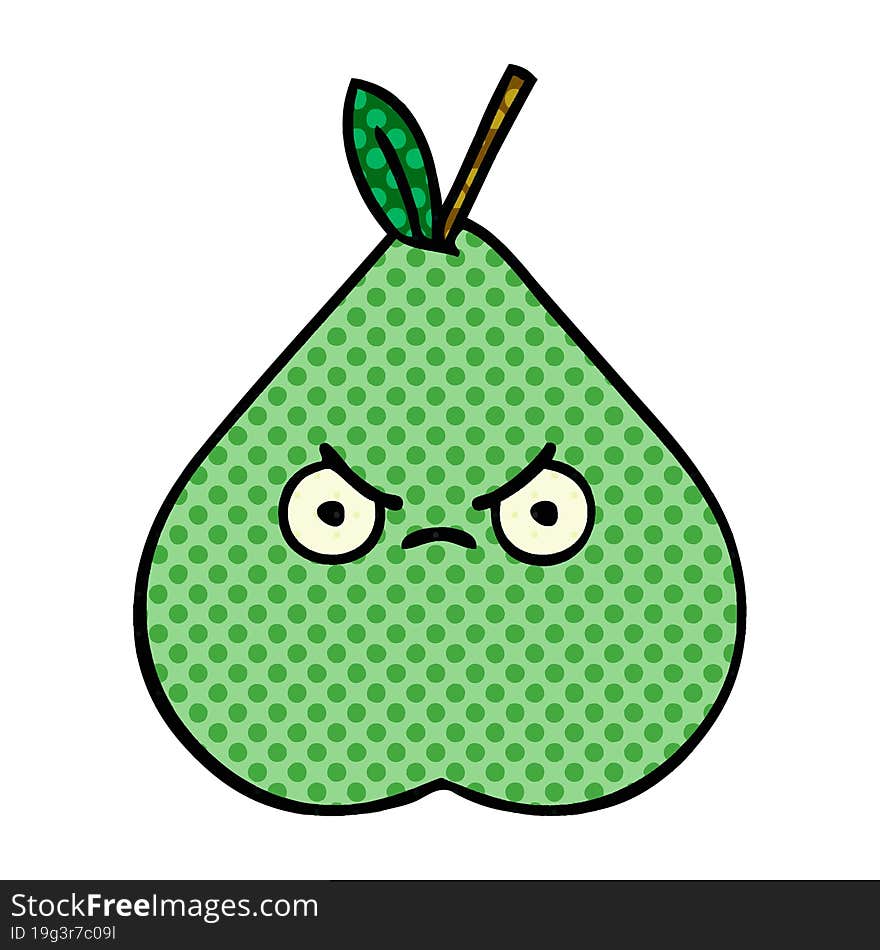 comic book style cartoon green pear